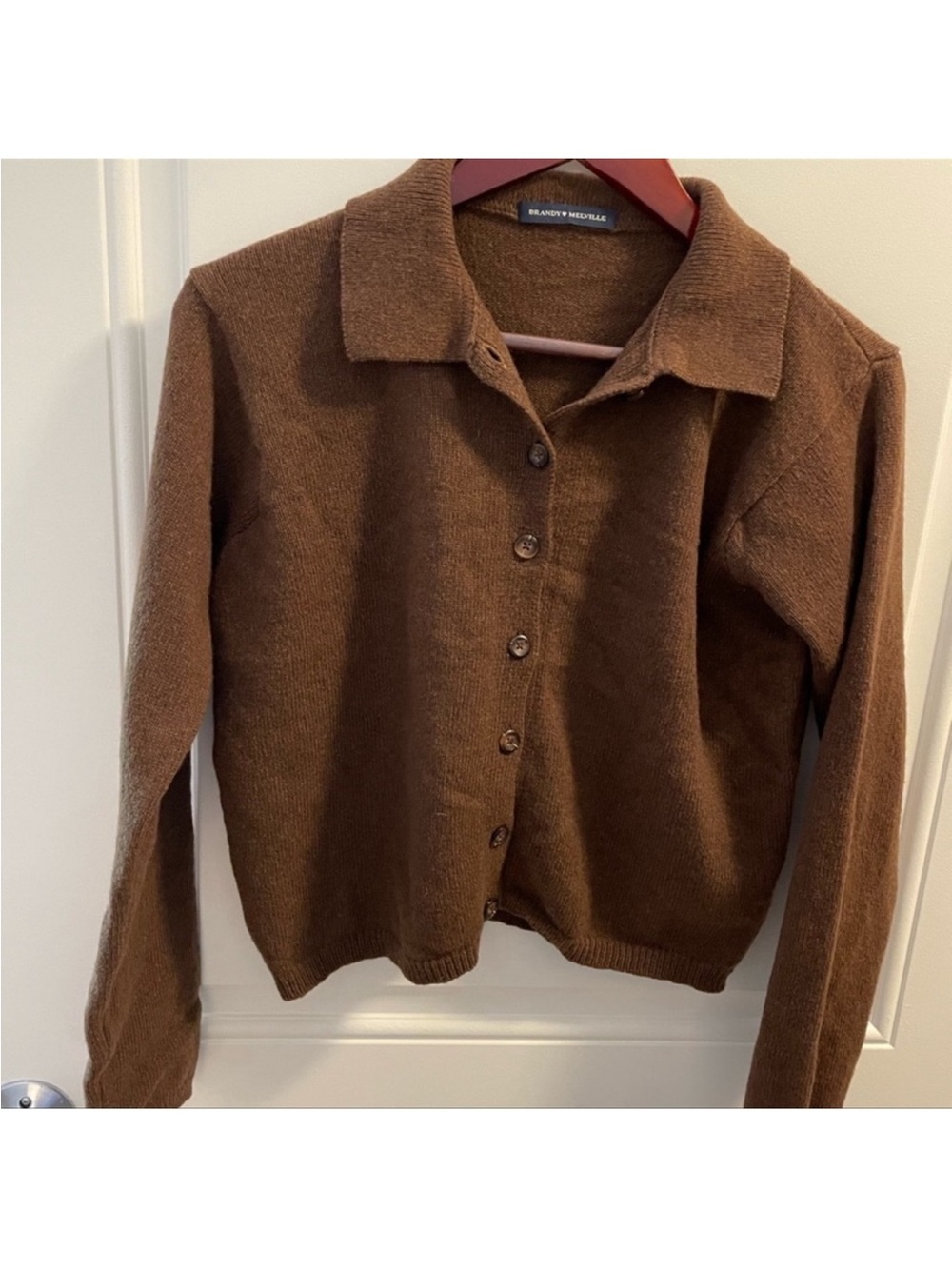 Brandy Melville Chocolate Brown Knit Button-Up Cardigan